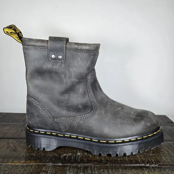 NEW Dr Doc Martens Anistone Lo Womens Size 10 Harness Leather Boots Gray Leather