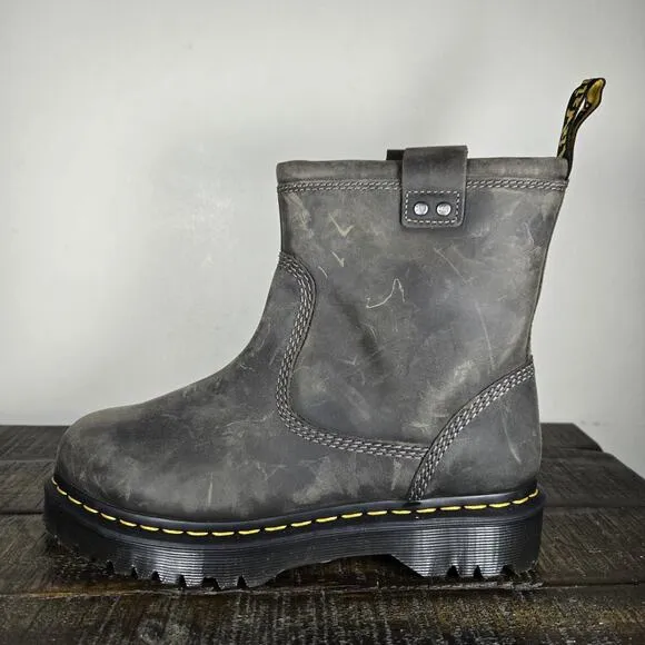 NEW Dr Doc Martens Anistone Lo Womens Size 10 Harness Leather Boots Gray Leather