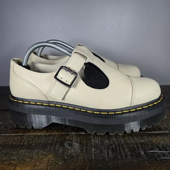 NEW Dr Martens Bethan Womens Size 10 Leather Strap Platform Shoes Smoked Mint