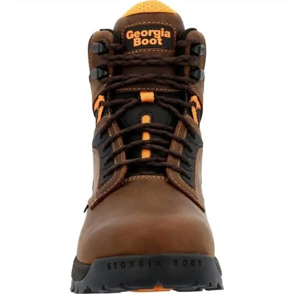 NEW GEORGIA BOOT men's alloy-toe 6&quot; comfort core waterproof work boot in dark br