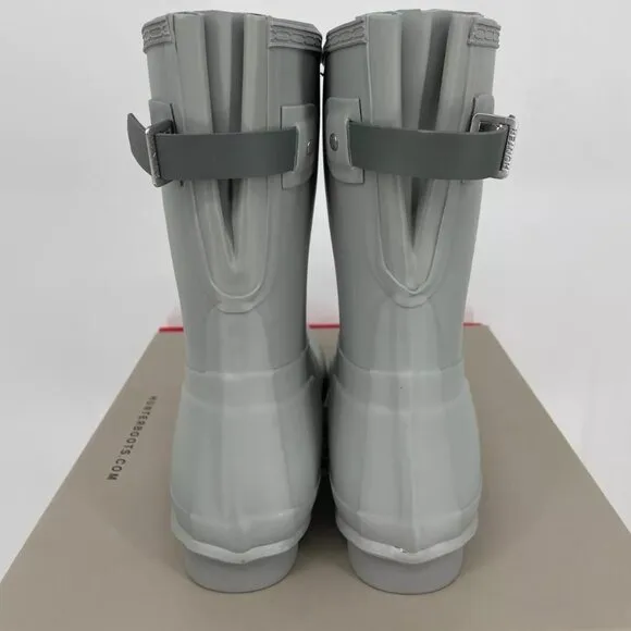 NEW HUNTER Women Original Back Adjustable Short Rain Boots Ice Grey Size 8