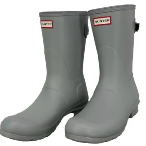 NEW HUNTER Women Original Back Adjustable Short Rain Boots Ice Grey Size 8