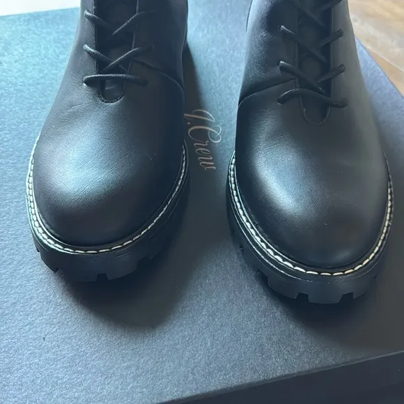 New in box Sz 8.5 J. Crew Gwen lug-sole leather lace-up tall shaft combat boots