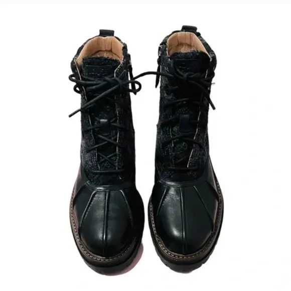 NEW LOUISE ET CIE LO SARNI3 BLACK LEATHER DUCK BOOTS SIZE 9.5