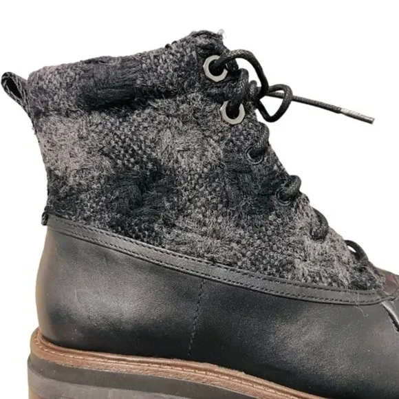 NEW LOUISE ET CIE LO SARNI3 BLACK LEATHER DUCK BOOTS SIZE 9.5