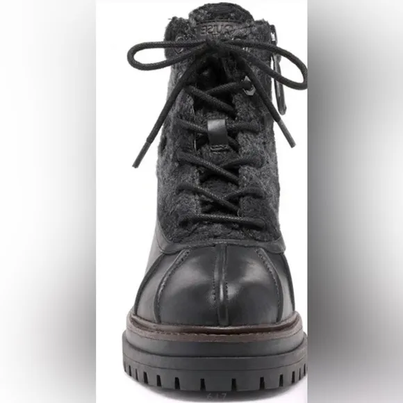 NEW LOUISE ET CIE LO SARNI3 BLACK LEATHER DUCK BOOTS SIZE 9.5