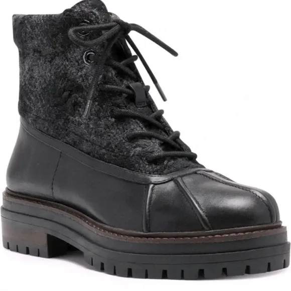 NEW LOUISE ET CIE LO SARNI3 BLACK LEATHER DUCK BOOTS SIZE 9.5