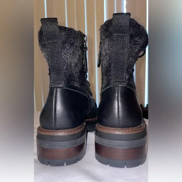 NEW LOUISE ET CIE LO SARNI3 BLACK LEATHER DUCK BOOTS SIZE 9.5