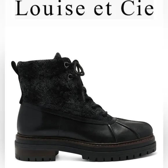NEW LOUISE ET CIE LO SARNI3 BLACK LEATHER DUCK BOOTS SIZE 9.5