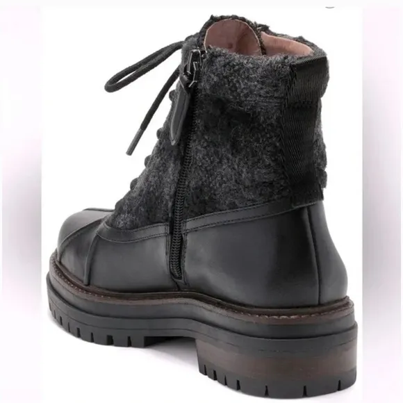 NEW LOUISE ET CIE LO SARNI3 BLACK LEATHER DUCK BOOTS SIZE 9.5