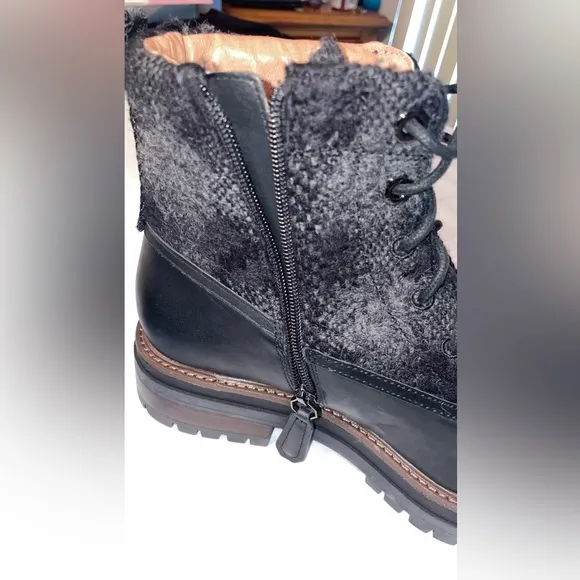 NEW LOUISE ET CIE LO SARNI3 BLACK LEATHER DUCK BOOTS SIZE 9.5