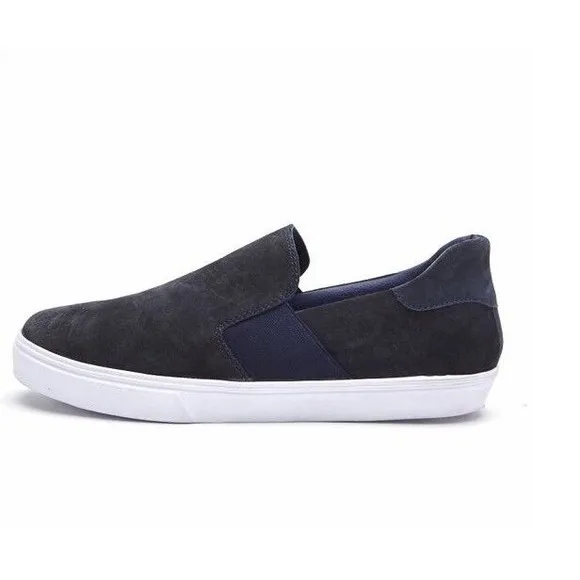 New Matisse Leather Made In Brazil Mens Slip Ons Loafers Shoes Suede Navy 9.5