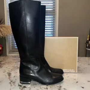 NEW Michael Kors Knee High Boots - Black Leather size 7.5/37