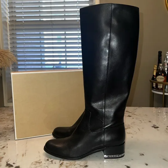 NEW Michael Kors Knee High Boots - Black Leather size 7.5/37