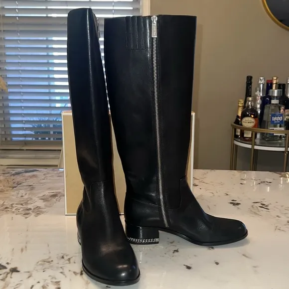 NEW Michael Kors Knee High Boots - Black Leather size 7.5/37