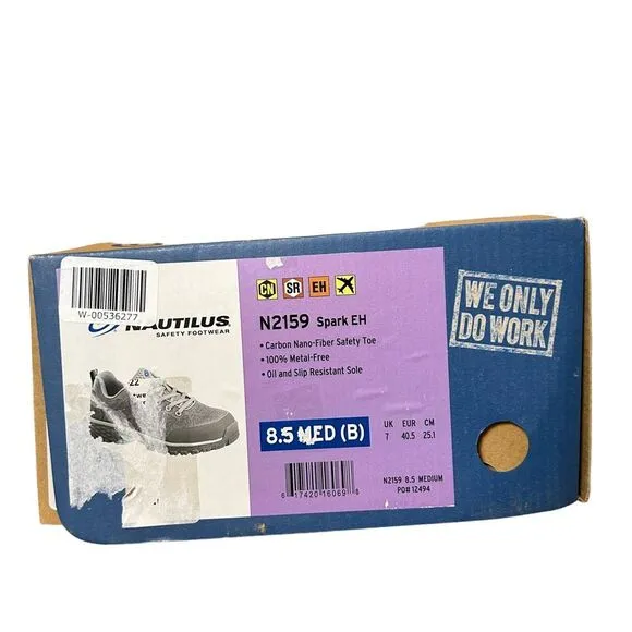 New! Nautilus Women's Spark Carbon Composite Toe Safety Shoe Size 7.5 Grey NWT