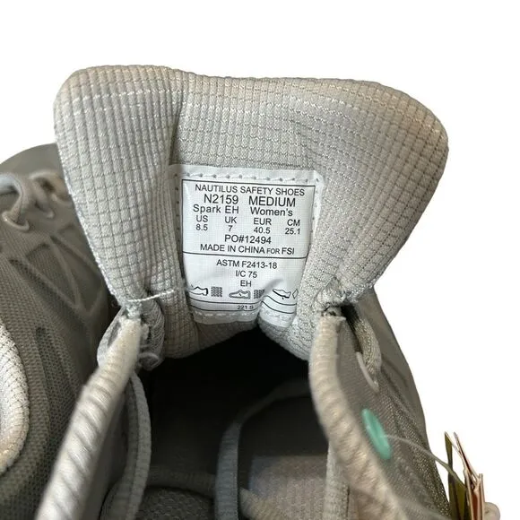 New! Nautilus Women's Spark Carbon Composite Toe Safety Shoe Size 7.5 Grey NWT