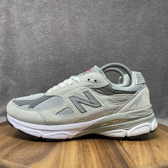 NEW New Balance 990v3 Made in USA Grey White Men's Size 8 Heritage Casual Shoes