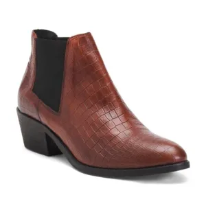NEW OROSCURO Made In Italy Leather Chelsea Booties brick red for women 569tn