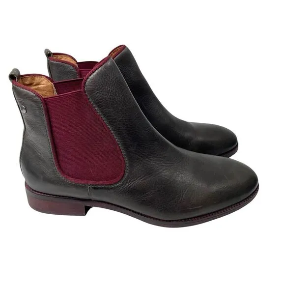 NEW Pikolinos Royal leather ankle boots Size 39 brown maroon red
