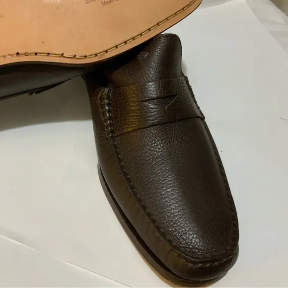 New Sandrino by Sandro Moscoloni Slip On Loafers Shoes 12 Dark Brown Pebble Calf