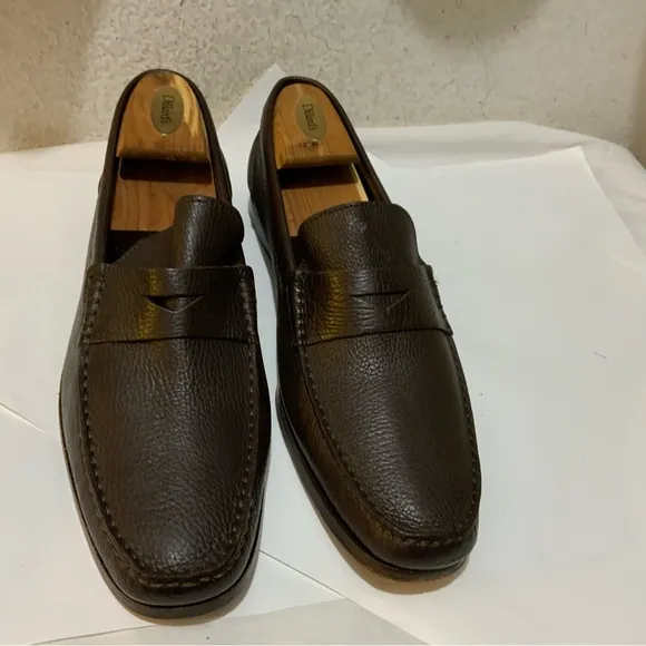 New Sandrino by Sandro Moscoloni Slip On Loafers Shoes 12 Dark Brown Pebble Calf