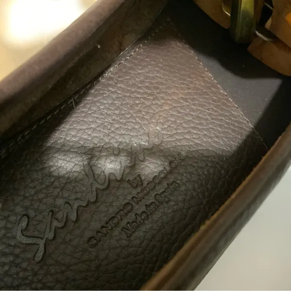 New Sandrino by Sandro Moscoloni Slip On Loafers Shoes 12 Dark Brown Pebble Calf