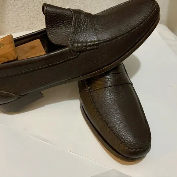 New Sandrino by Sandro Moscoloni Slip On Loafers Shoes 12 Dark Brown Pebble Calf