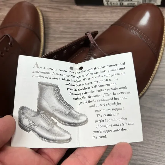 NEW Stacy Adams Madison Brown Cap Toe Oxfords 11.5 D
