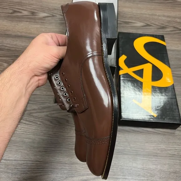 NEW Stacy Adams Madison Brown Cap Toe Oxfords 11.5 D