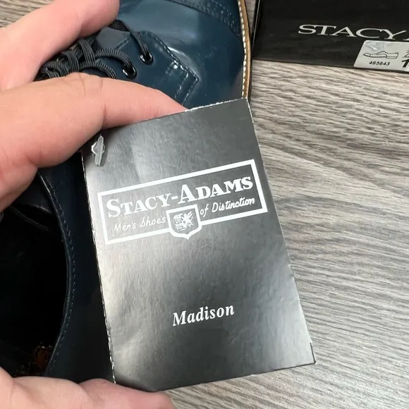 NEW Stacy Adams Madison Navy Blue Cap Toe Oxfords 11 D