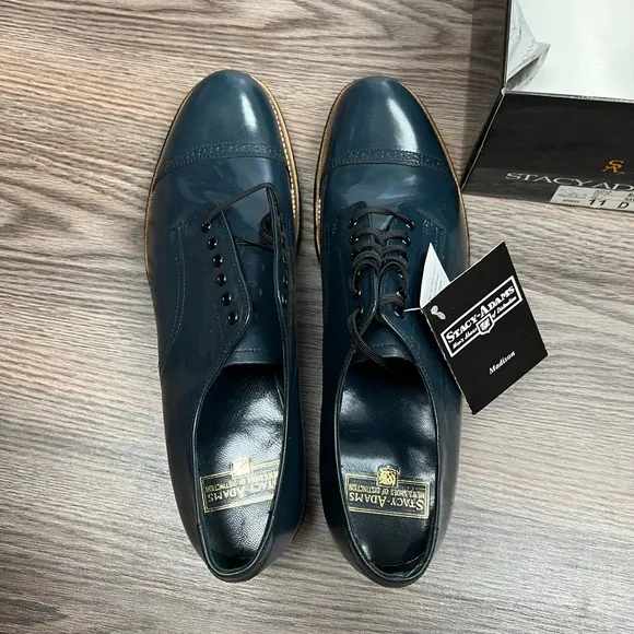 NEW Stacy Adams Madison Navy Blue Cap Toe Oxfords 11 D