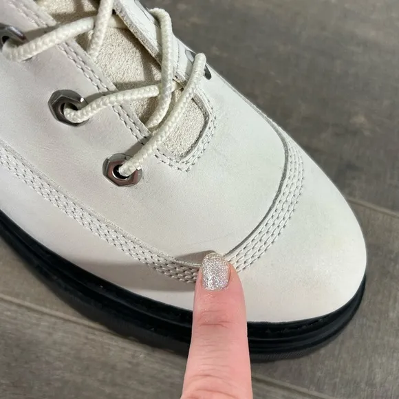 NEW Timberland White Leather Lace Up Platform Boots