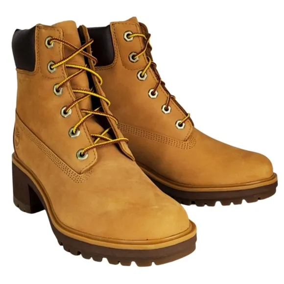 New Timberland womens kinsley 6in wheat nubuck block heel lace up boots classic