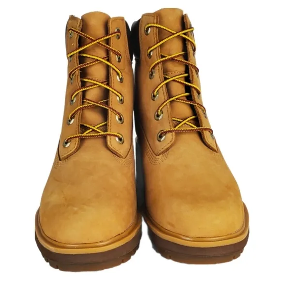 New Timberland womens kinsley 6in wheat nubuck block heel lace up boots classic