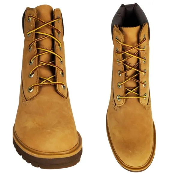 New Timberland womens kinsley 6in wheat nubuck block heel lace up boots classic