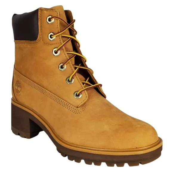 New Timberland womens kinsley 6in wheat nubuck block heel lace up boots classic