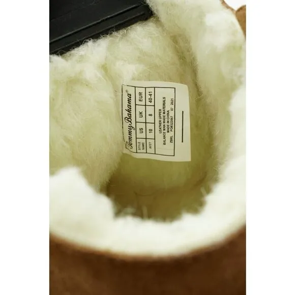 NEW TOMMY BAHAMA CHESTNUT SUEDE SHERPA LINED BOOTS AFET WOMENS 10