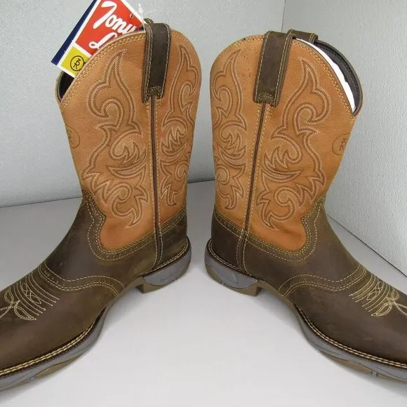 NEW TONY LAMA Men Junction 11&quot; Western  Boot Waterproof Brown Leather Size 9.5