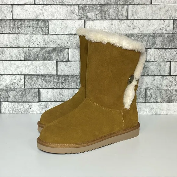 New Ugg Koolaburra Womens 7 Alamie Tan Suede Lined Boots