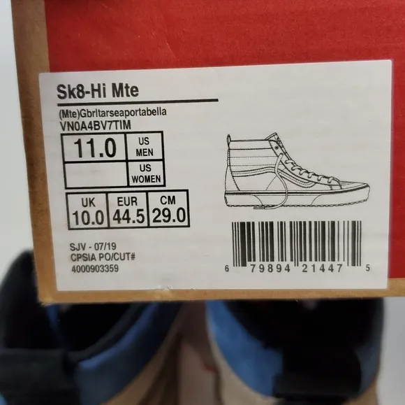 NEW VANS SK8-HI MTE Shoes Boots Mens Size 11