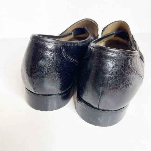 NEW Vintage Nunn Bush 10.5M Black Moc Toe Loafers Leather Dress Shoes