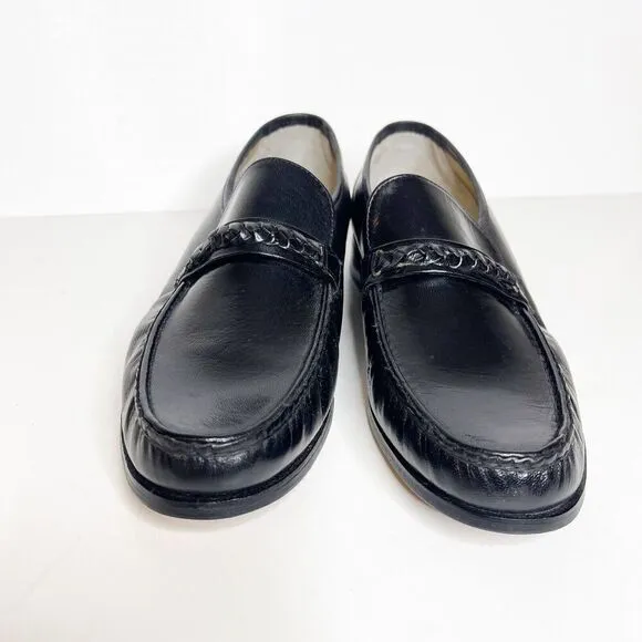 NEW Vintage Nunn Bush 10.5M Black Moc Toe Loafers Leather Dress Shoes