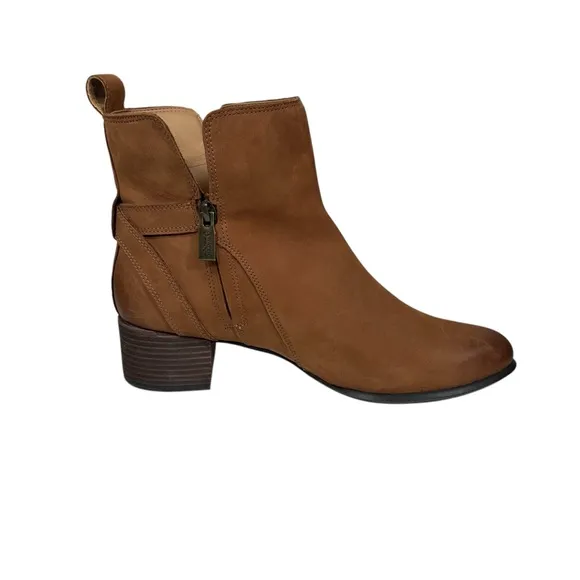 NEW Vionic Sienna Waterproof Toffee Brown Leather Comfort Ankle Boots Size 9.5