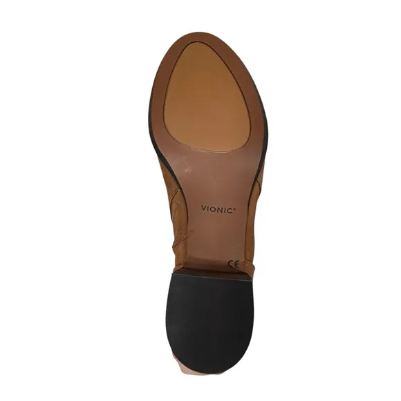 NEW Vionic Sienna Waterproof Toffee Brown Leather Comfort Ankle Boots Size 9.5