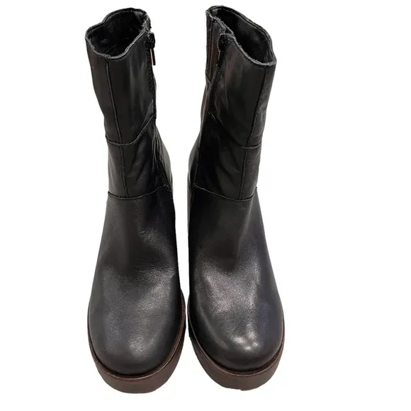 NEW Women’s Lucky Brand Omarey Black Leather Platform Boots size 9.5
