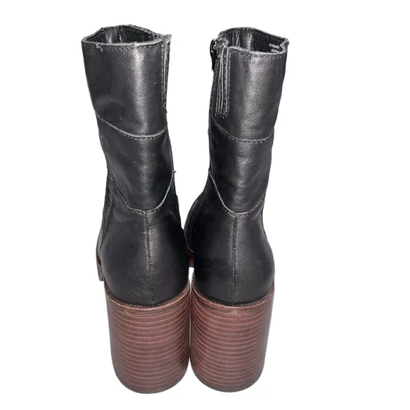 NEW Women’s Lucky Brand Omarey Black Leather Platform Boots size 9.5