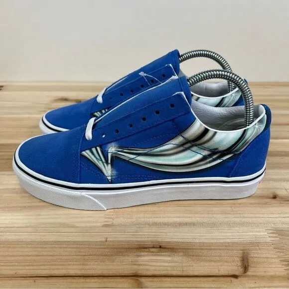 NEW Vans off the wall old skool unisex casual skate shoes womens 7 blue silver