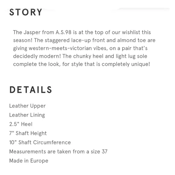 NIB AS98 Smoke Jasper Boots Size 39