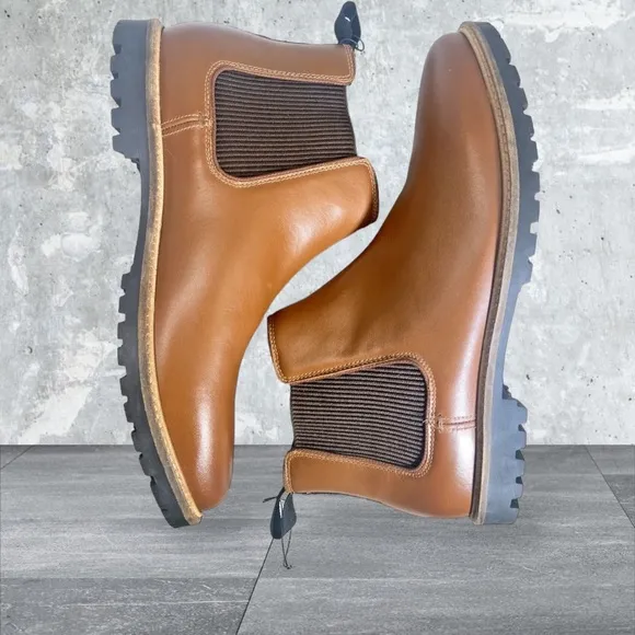 NIB COLE HAAN Men's Midland Lug British Tan Leather Chelsea Boots C37590 10.5